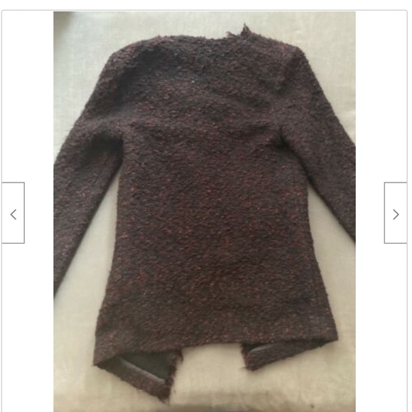 IRO Boucle Burgundy Wool Asymmetrical Jacket 36 S - Picture 10 of 11